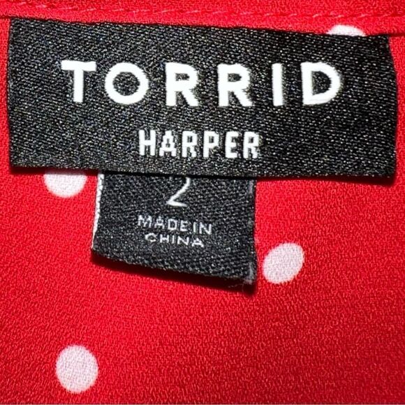 Torrid new pretty red blouse with tiny white polka dot design! - Picture 8 of 9